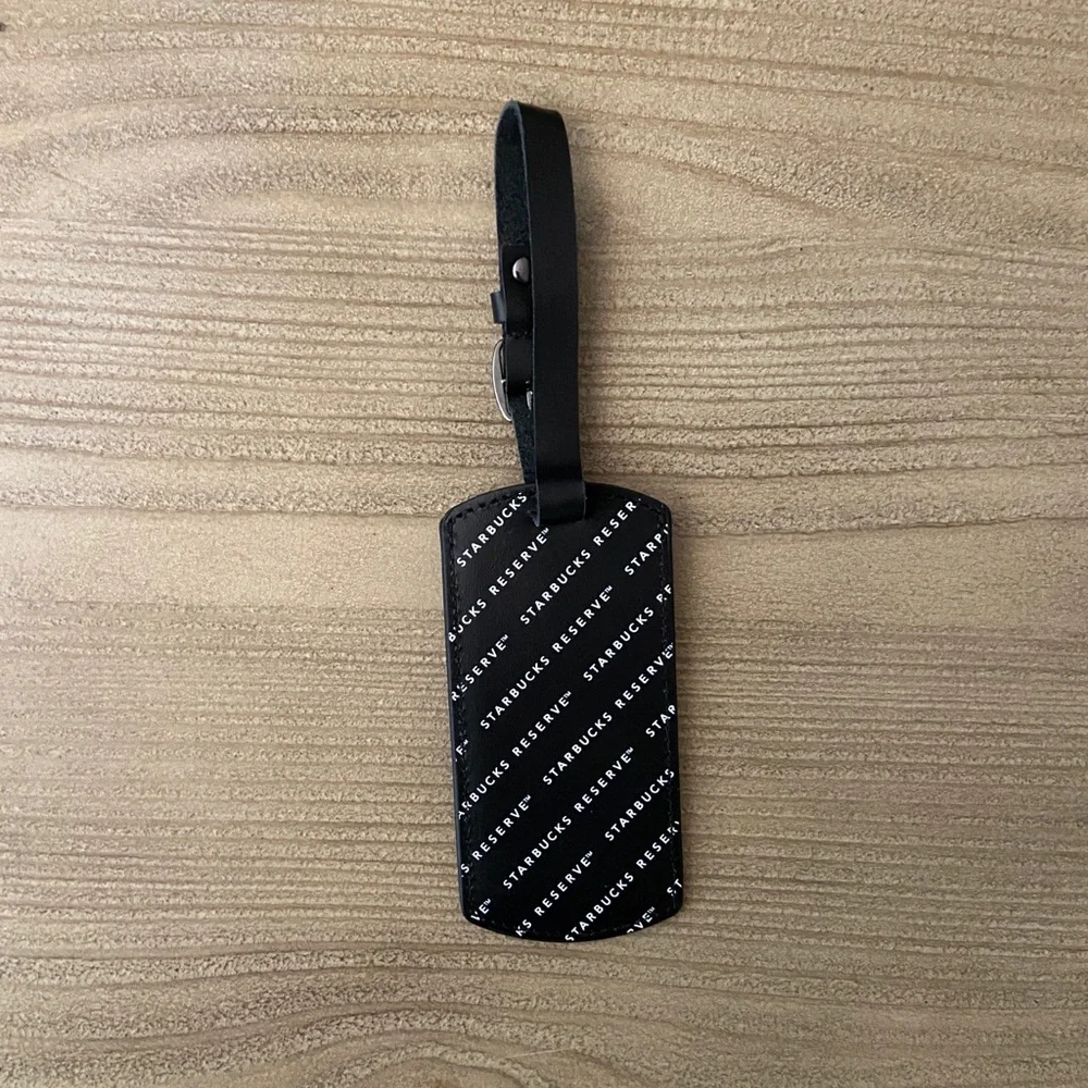 New Starbucks Reserve New Black leather Logo Luggage Tag - Picture 2 of 4